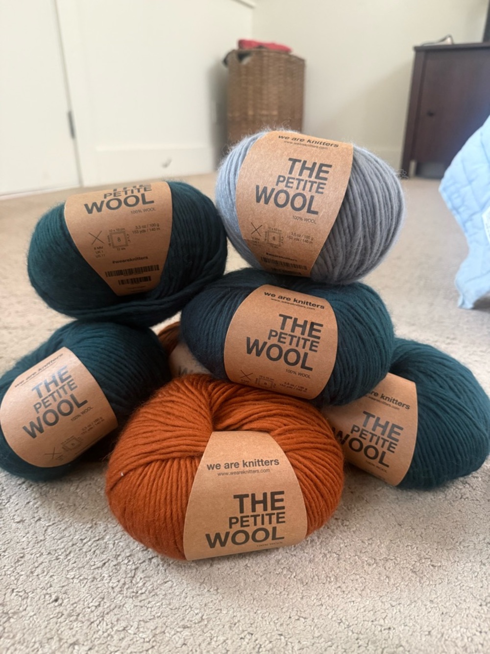 NEW We Are Knitters The Petite Wool Yarn Bundle - Forest Green, Cinnamon, Grey